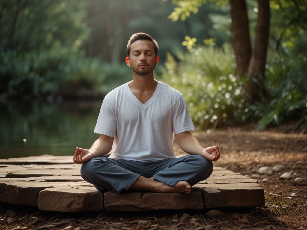 Fridfull meditation i naturlig miljö